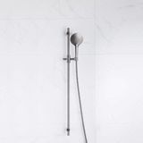 FortiFura Calvi glijstangset - met ronde handdouche - metalen doucheslang - PVD - geborsteld gunmetal (antraciet)