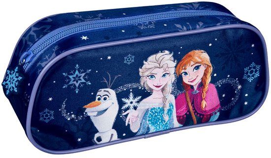 Disney Frozen Etui Blauw Kunststof Soft case 2 Vakken Rechthoek Cartoon Kinderen
