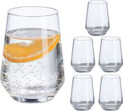 Merkloos Relaxdays drinkglazen set van 6, waterglazen, vaatwasserbestendige sapglazen, 390 ml, limonade, frisdrank, transparant