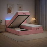 vidaXL Lit plateforme avec matelas et LED Rose 180 x 200 cm Velours