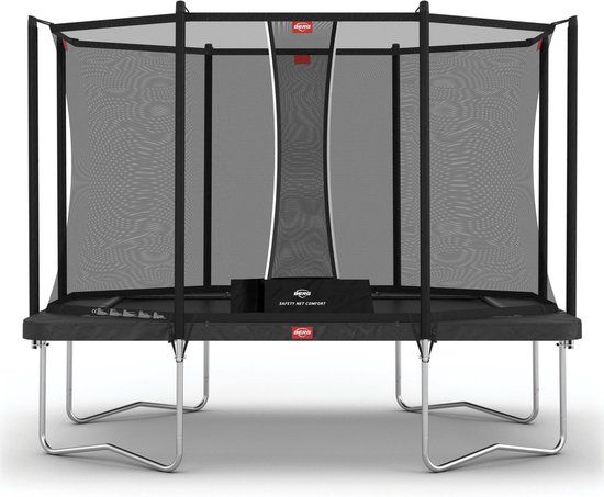 BERG Ultim Favorit Regular 330 Trampoline Op Poten - Safety Net Comfort - AirFlow Springdoek - Grijs