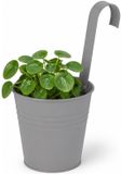 Pro Garden Bloempotje met haak - plantenbak zink met ophanghaak - grijs - 20 x 13 x 26 cm