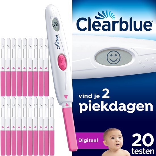 Clearblue Ovulatietestset Digitaal - Word sneller zwanger - 1 Digitale Houder En 20 Testen