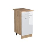 Vicco Keukenonderkast R-Line, Wit Hoogglans/Goudkleurig Eiken, 40 cm