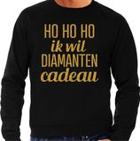 Bellatio Decorations Foute kersttrui/sweater voor heren - Hohoho diamanten cadeau - zwart - glitter goud M