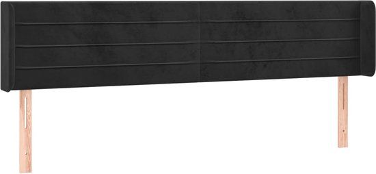 VidaXL Hoofdbord met randen 183x16x78/88 cm fluweel zwart