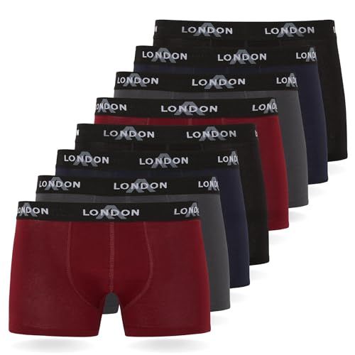 FM London heren Hipsters - (4/8-Pack) Mens Boxers, Blauw (Donker gesorteerd 03), M