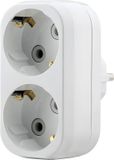MAKEL Stopcontact Splitter - Verdeelstekker - Verloopstekker 2-voudig wit - Verticaal - Met randaarde