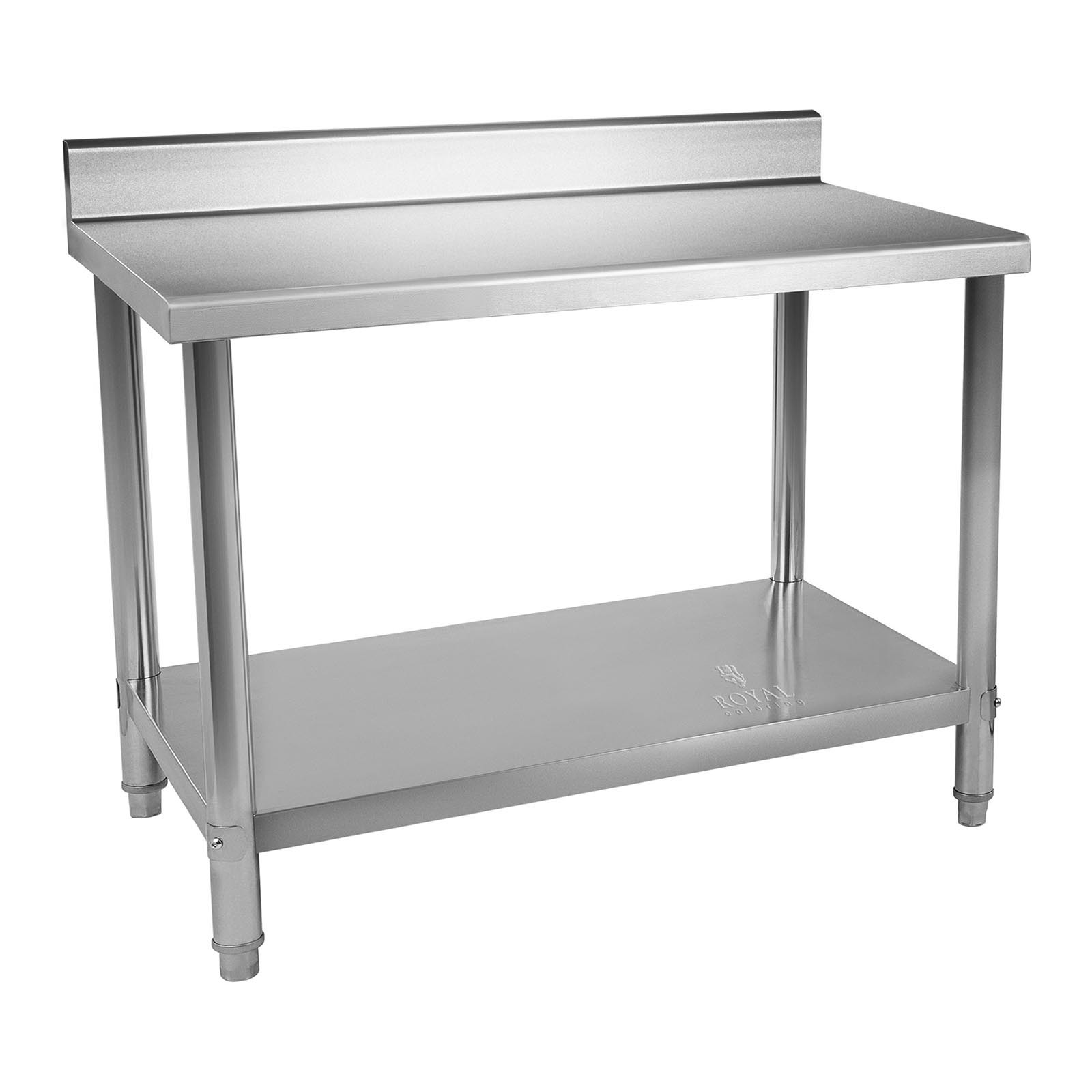 Royal Catering Roestvrij stalen werktafel - 120 x 70 cm - verhoogde kant