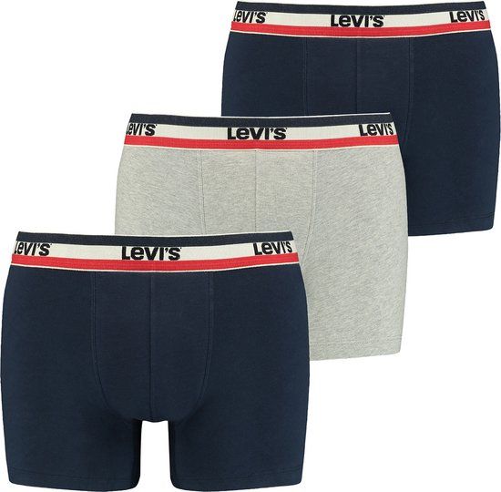 Levi's Boxershorts 3-Pack - Lange Short - 001 Grey/Blue - Men - Size XL