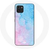 Maniacase Hoesje voor Samsung Galaxy A03 Blauwe achtergrond roze