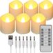 Merkloos Bougies LED avec flamme mobile - Bougies chauffe-plat rechargeables - Bougies chauffe-plat LED sans flamme à piles électriques - Bougies vacillantes avec minuterie de télécommande - Câble de chargement USB