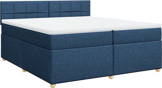 vidaXL Boxspring met matras Stof Blauw 200x200 cm