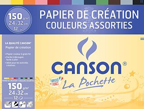 Canson Papieren tas, 24 x 32 cm, 12 vellen, 150 g/m², verschillende kleuren
