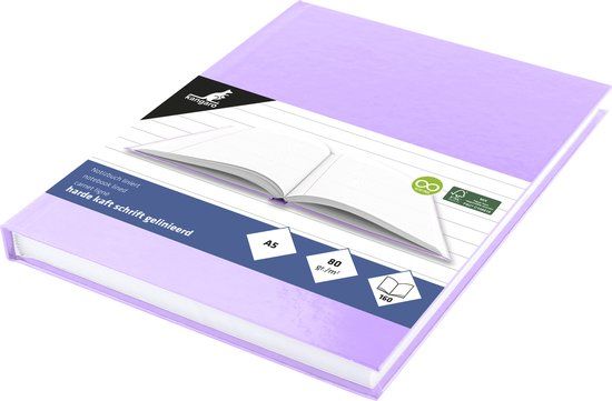 Kangaro A5 Lined Notebook - 160 Pages - Pastel Violet - 5 Pack