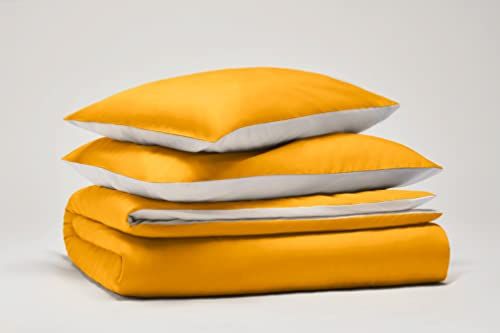 Home Sweet Home Pantone™ - Beddengoedset voor eenpersoonsbed, 155 x 200 cm, 100% katoen, percal, 200, aantal draden - tweezijdig, bruin/wit