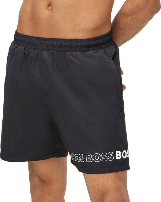 HUGO BOSS Dolphin Swim Shorts - Men's Swim Trunks - Black - Size L