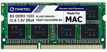 Timetec Apple DDR3 1333MHz PC3-10600 Unbuffered Non-ECC 1.5V CL9 2Rx8 Dual Rank 204 Pin SODIMM Apple Memory Ram Module Upgrade (8GB)