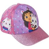 Gabby's Dollhouse Kindermuts met vizier, roze en paars, maat 53 cm, van 100% polyester, bedrukt met Gabby en andere karakters, origineel product, ontworpen in Spanje, Paars, One size
