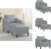 vidaXL Fauteuil met voetenbank - stof - lichtgrijs