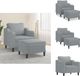 vidaXL Fauteuil met voetenbank - stof - lichtgrijs