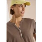 cecil Shirt met splitnek in effen kleur