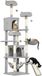PawHut Cat Tree-Spanplatte, Polyester-48L x 48B x 192H cm-Hellgrau