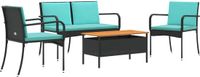 vidaXL Tuinset Zwart poly rattan
