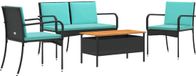vidaXL Ensemble de jardin en poly rotin noir