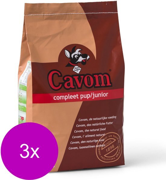 CAVOM Compleet Pup/Junior Rund&Vlees - Hondenvoer - 3 x 5 kg