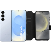 Samsung Galaxy S25 256GB Lichtblauw 5G + BlueBuilt Book Case Zwart
