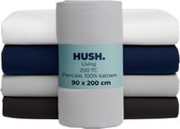HUSH Living Hoeslaken Percale 100% Katoen Lichtgrijs 90x200+30cm