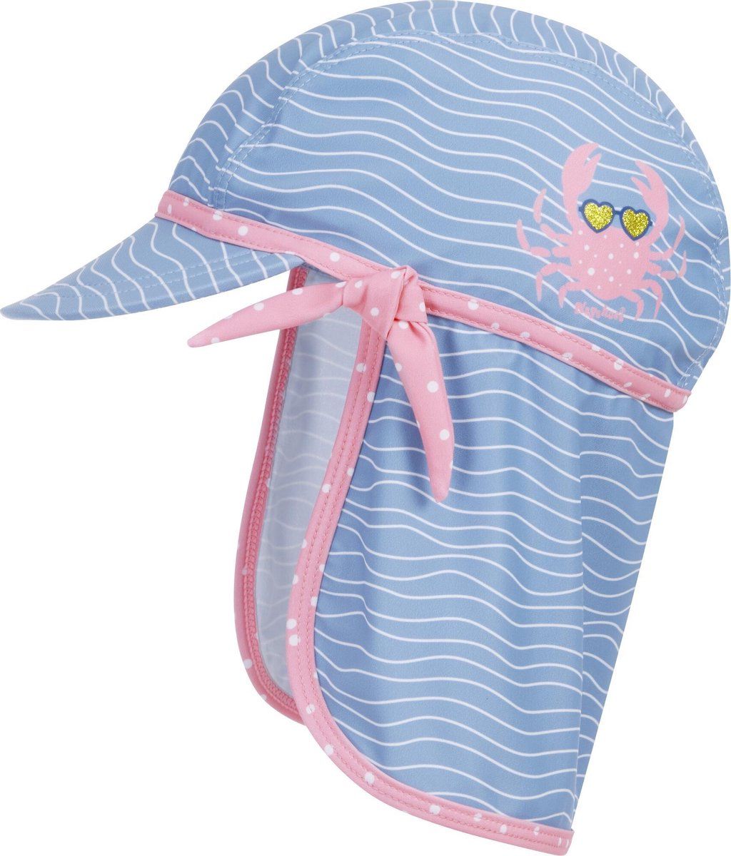 Playshoes zonnenhoed met klep Krab meisjes blauw/roze