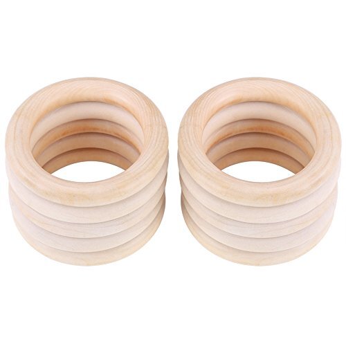 Tnfeeon 10 Pack Maple Wood Rings for Baby Teether,Craft, Ring Pendant and Connectors Jewelry Making