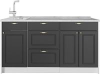 Vicco Keukenblok Fame-Line, Anthrazit-Gold Landhaus, 150 cm zonder werkblad
