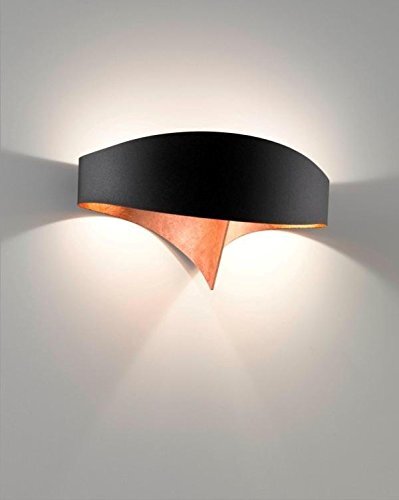 SELENE wandlamp, 11 W, zwart met koperblad