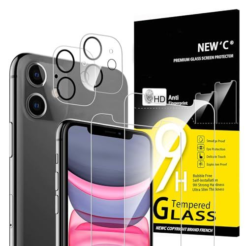 NEW'C Set van 4, 2 x Screen Protector voor iPhone 11 en 2 x Camera Lens Protector