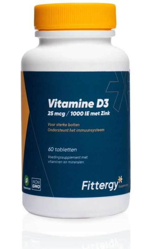 fittergy Vitamine D3 25 mcg met Zink - 60 tabletten
