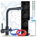 Ari Venom 1 Robinet de cuisine avec filtre à eau par osmose inverse, 800 GPD, Wi-Fi, sans réservoir, robinet à deux poignées, montage à trou unique, laiton, avec aérateur, noir, chrome