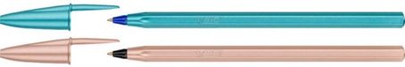 BIC Cristal Glacé stylo bille, 0,32 mm, effet mat-brillant, bleu et rosé assortis