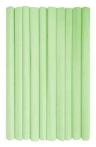 Interdruk Crêpepapier rollen voor kinderen, doe-het-zelf en decoraties - Pack van 10 rollen (50cm x 200cm, 28g/m2) - 39 pastel pistache groen