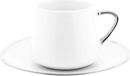 Mulex set de 12 tasses à cappuccino et à expresso avec soucoupes, en porcelaine. Service à café, 100 ml, blanc/argent