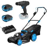 HÖGERT TECHNIK - Accu-gazonmaaier set, 43 cm, 2x18V, inclusief boorschroefmachine 50 Nm, 2x 4,0 Ah