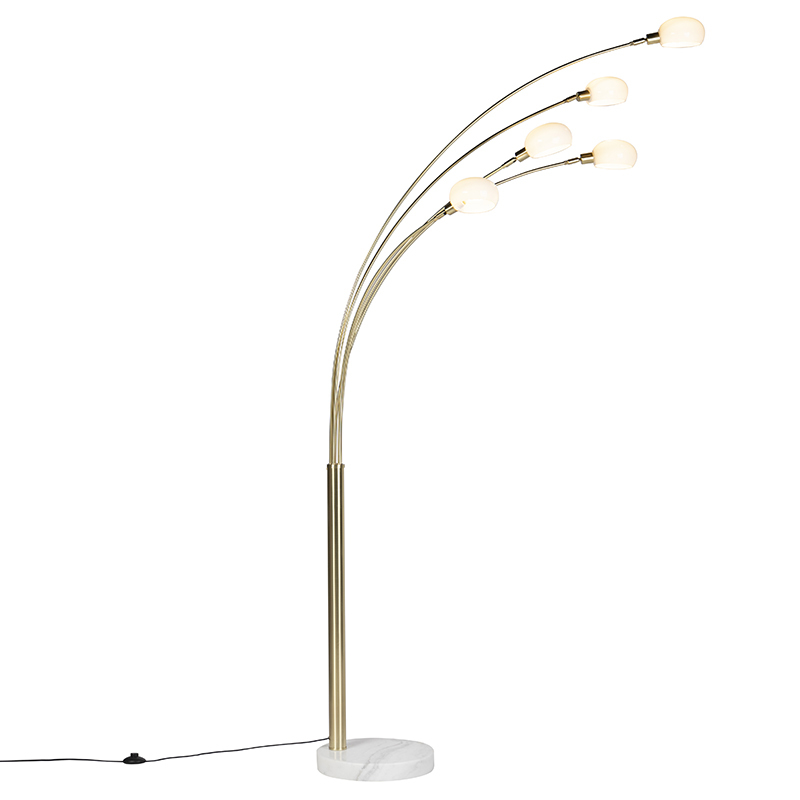 QAZQA Design vloerlamp goud 5-lichts - Sixties Marmo