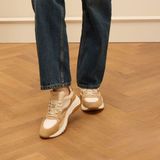 Manfield Beige Leren Sneakers Dames Maat 36