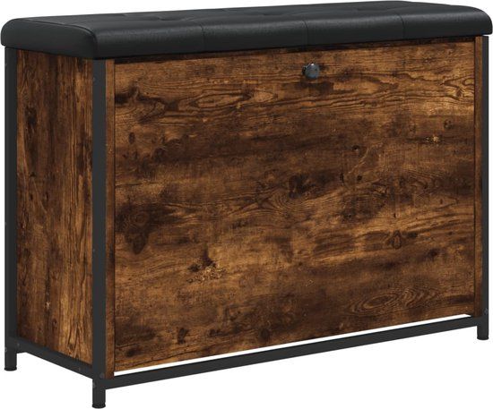 vidaXL Schoenenbankje met klaplade 82x32x56 cm gerookt eikenkleurig