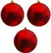 Decoris Christmas Red Kerstbal - 14 cm - Rood glans - Kunststof, plastic - 3 stuks