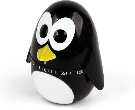 Kikkerland Kookwekker - Penguin - 60 minuten timer - Zwart