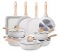 Set de cuisine 23 pièces, avec revêtement antiadhésif en granit, convient pour induction, couleur beige