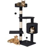 Bakaji Krabpaal voor katten van sisal en pluche, speelplaats, katten, met krassen, 3 platforms, afmetingen 112 x 67 x 55 cm (donkergrijs)